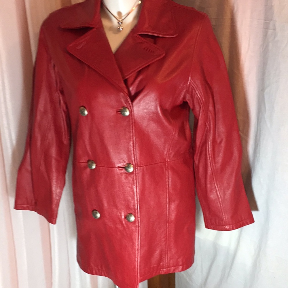 Blushe Red Leather Coat by Spiegel